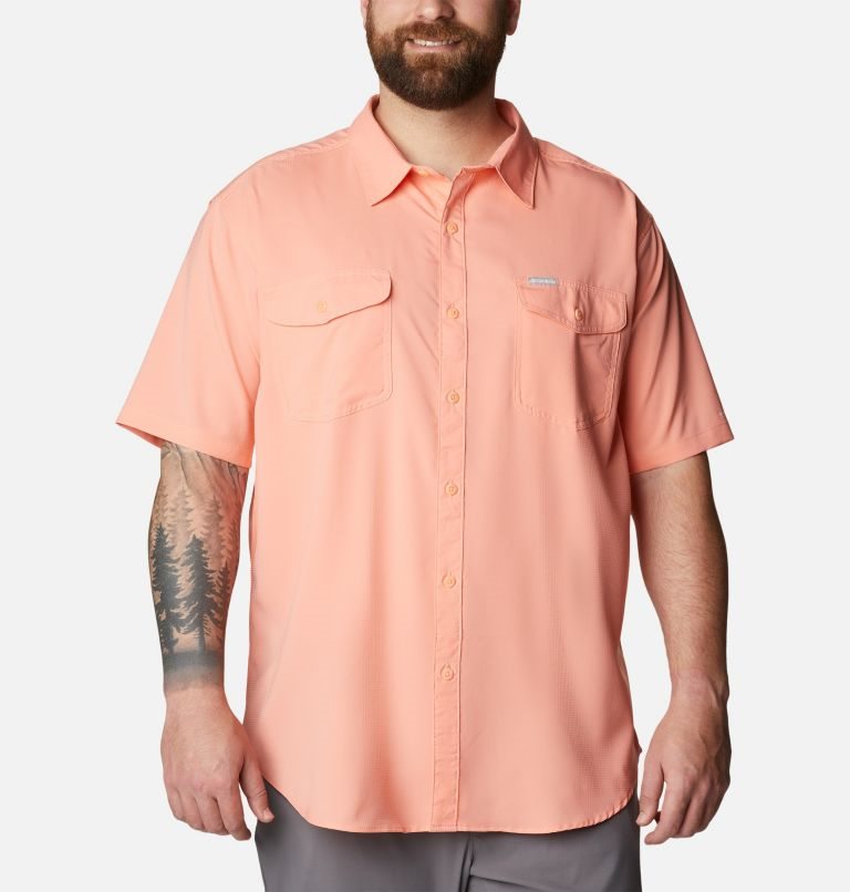 Men\'s Columbia Utilizer II Solid Short Sleeve Shirts Coral | Plus Size CA-TL485